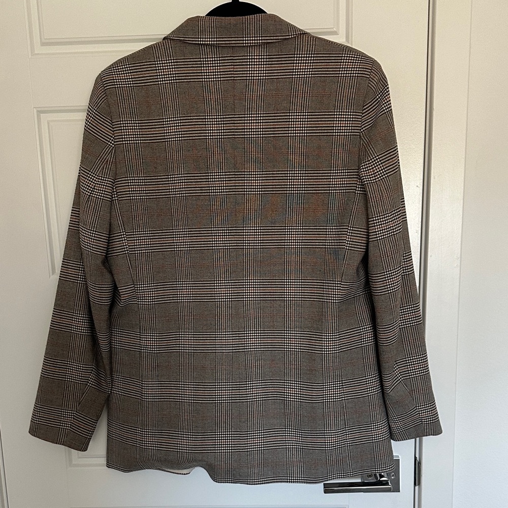 H&M Brown Plaid Double-Breasted Blazer - Picture 4 of 5